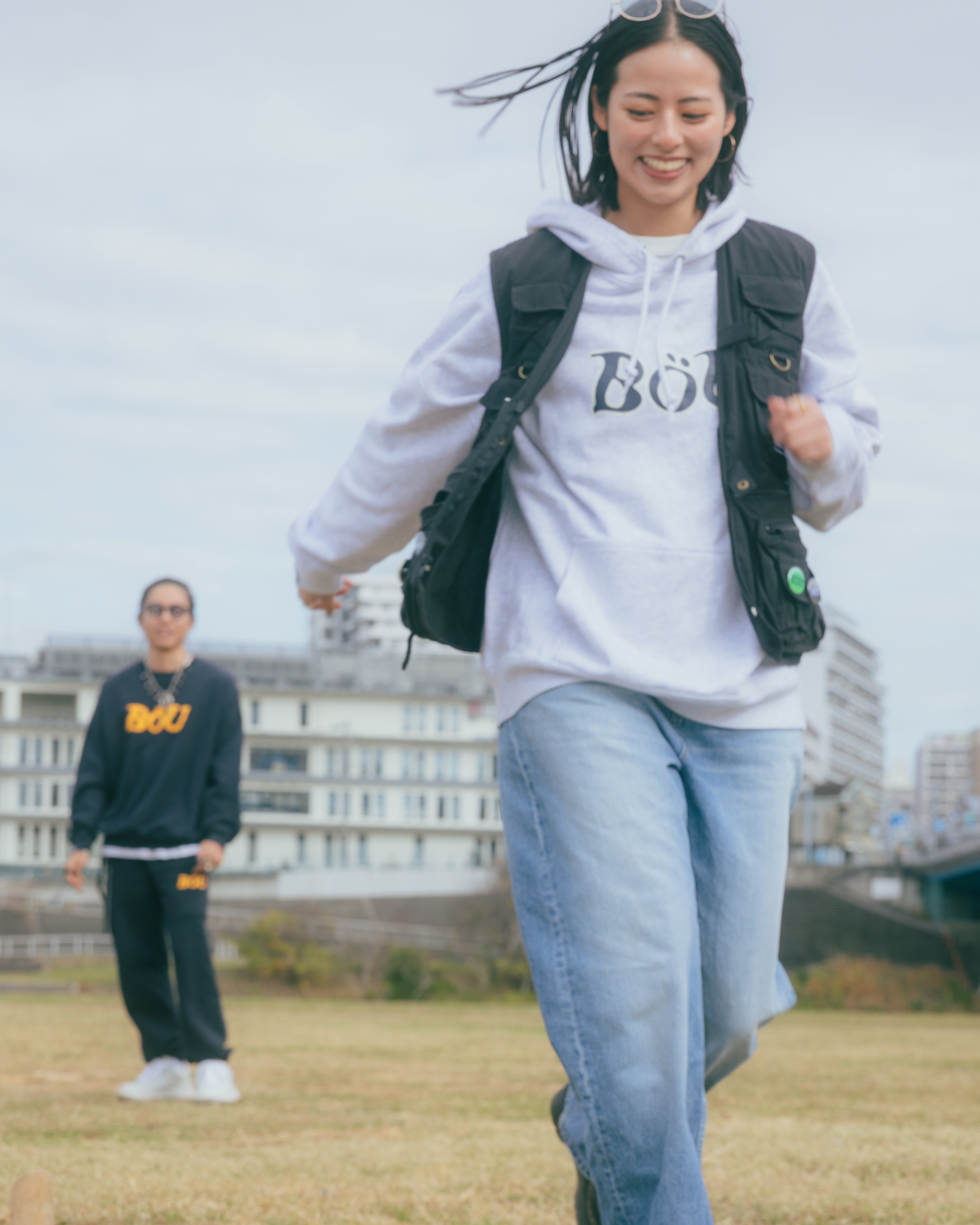 WAVE LOGO SWEAT PANTS（NAVY） – BöU Official Store